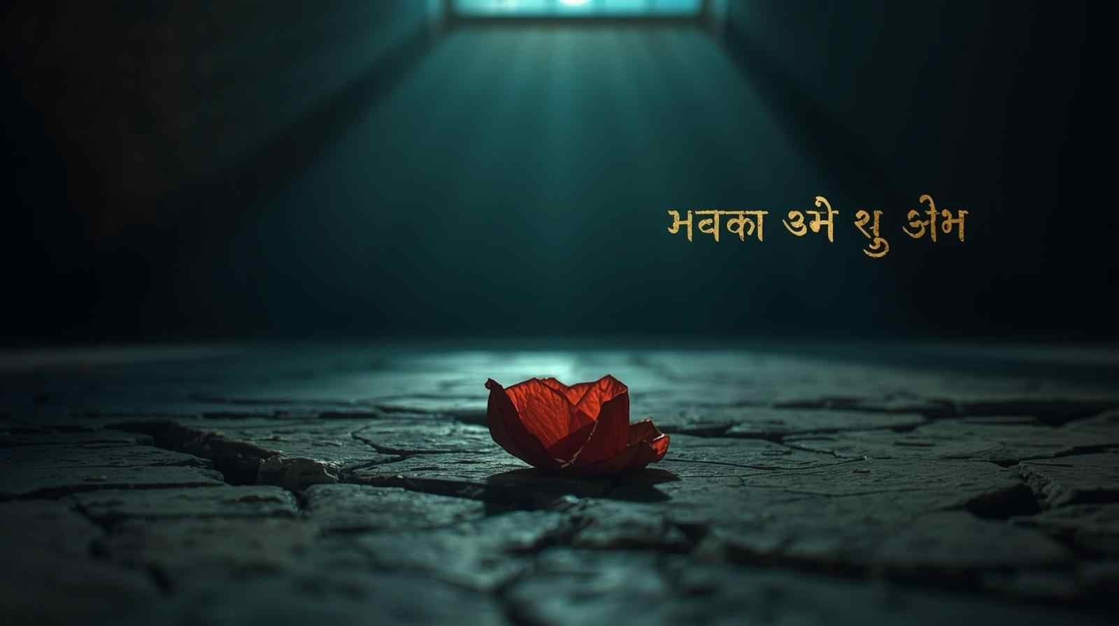 टूटे दिल की शायरी – एक सूखी गुलाब की पंखुड़ी चाँदनी रात में पत्थर पर गिरती हुई