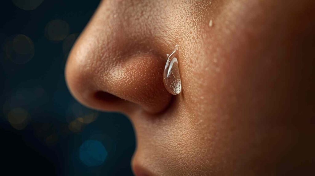 आँखों में आँसू – एक आँसू गाल पर ढलकता हुआ, शहर की रोशनियाँ उसमें झलकती हैं