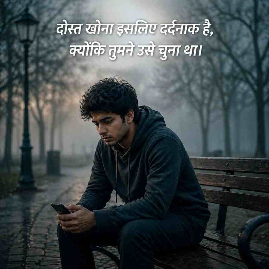 sad dosti shayari – अकेला दोस्त बेंच पर बैठा, बिछड़े दोस्त की याद और दोस्ती में जुदाई का दर्द