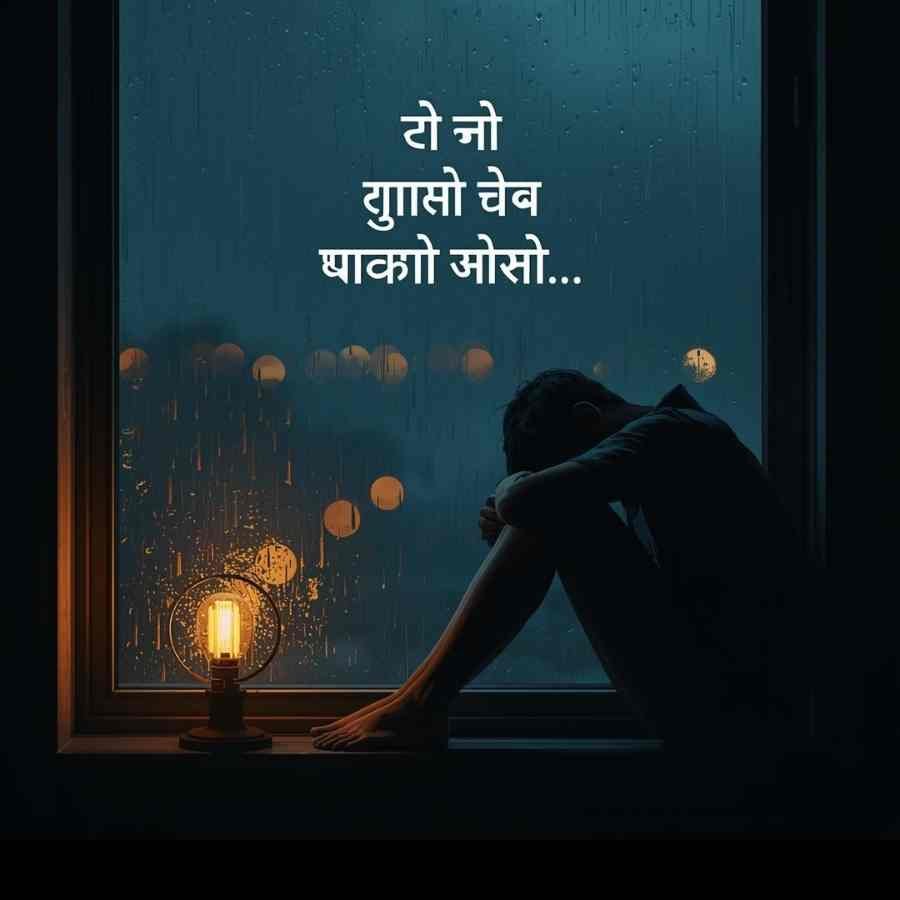 Alone Sad Shayari In Hindi – बारिश में खिड़की के पास  अकेला बैठा उदास इंसान, दर्द भरी तन्हाई शायरी 2025